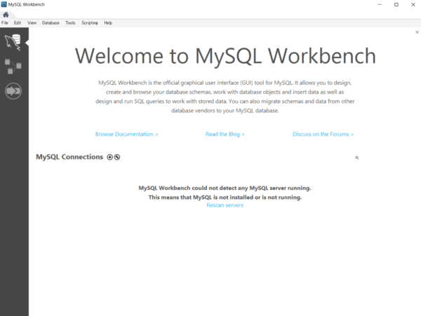 MySQL Workbench Welcome画面