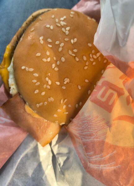 チーズ月見バーガーを上から確認