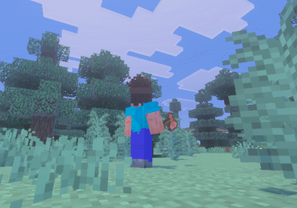 マインクラフトの銅の斧で木材を集める