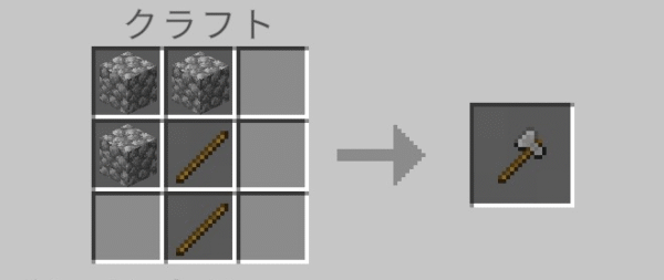 マイクラの石の斧のクラフトレシピ