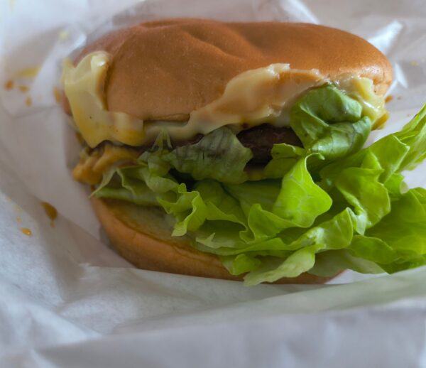 チーズベーコンテリヤキバーガー 横から確認