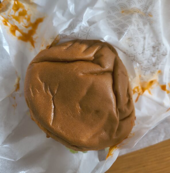 スパイシーモスタコスバーガーの上から確認