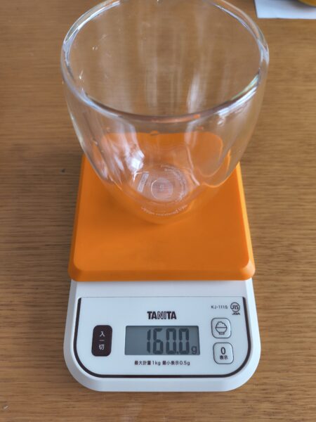 BODUM PAVINA ダブルウォールグラスの重量計測